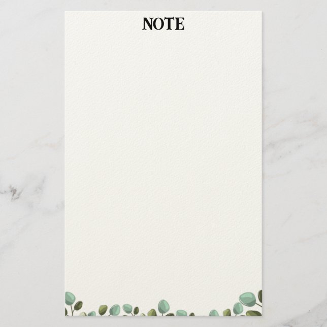 Papier de papeterie botanique à verdure minimale (Devant)