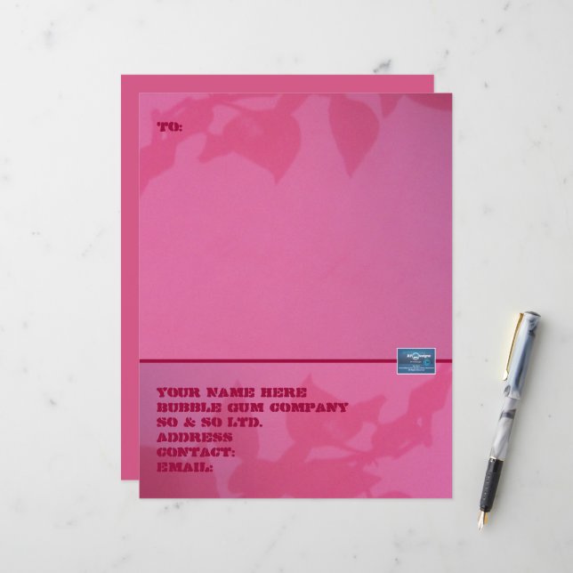Papier de papeterie (Bubble Gum) RFPMDesigns ©️202 (Devant/Arrière en situation)