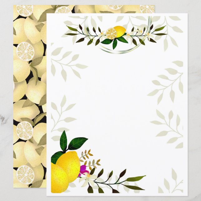 Papier de papeterie citron (Devant / Derrière)
