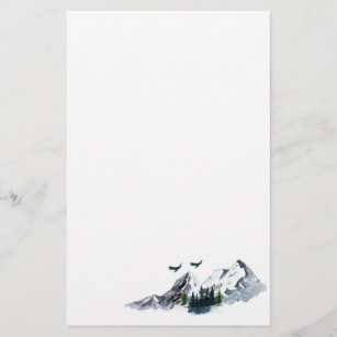 Papier de papeterie de montagne aquarelle