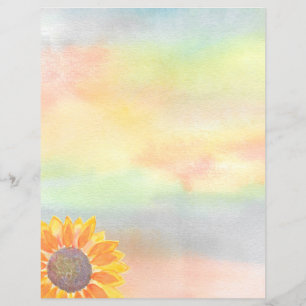 Papier de papeterie de tournesol aquarelle