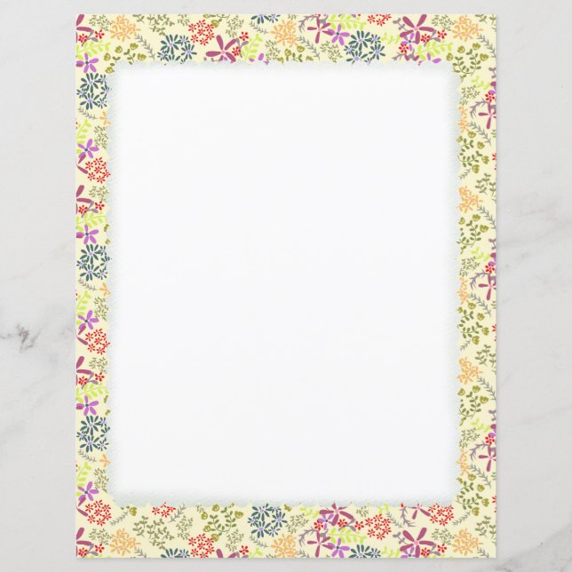 Papier de papeterie en crème fleurie minuscule (Devant)