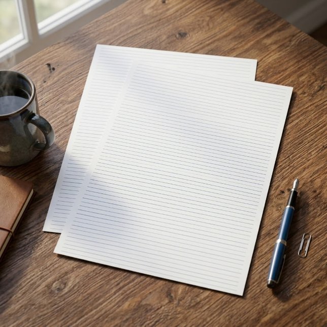 Papier de papeterie minimaliste uni ligné (plain handwriting practice lined sheets, aesthetic white lined writing paper, simple lined letter )