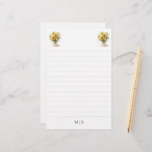 Papier de papeterie monogramme de tournesol person
