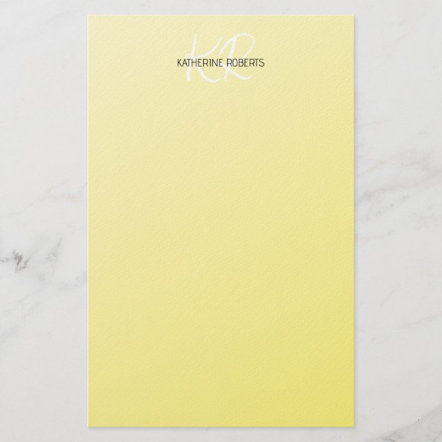 Papier de papeterie personnalisé jaune citron (Devant)
