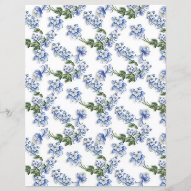 Papier de papier à scandale de fleurs bleu doux (Devant)