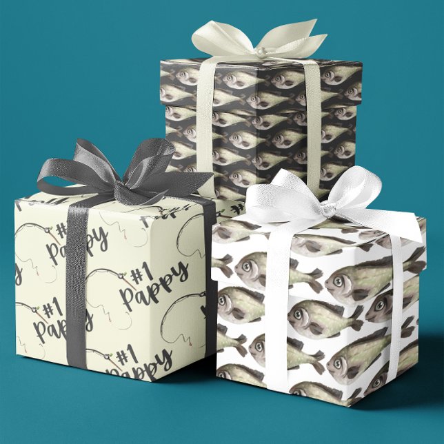 Papier de pêche appy Papier de pêche Plat Set de 3 (Celebrate the special fisherman in your life with this fun, "#1 Pappy" wrapping paper set! )