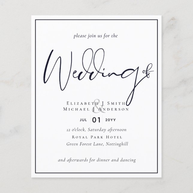 Papier de prospectus du budget Midnight Blue Weddi (Devant)