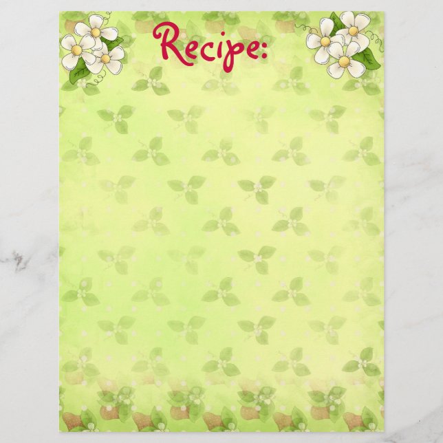 Papier de recette en fleurs blanches (Devant)
