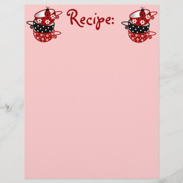 Papier de recette pour les plats de Ladybug (Devant)