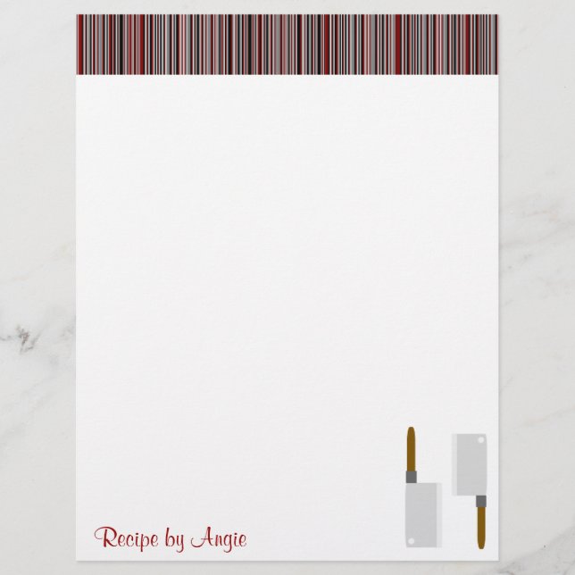 Papier de recette rouge rayures de cuisine (Devant)