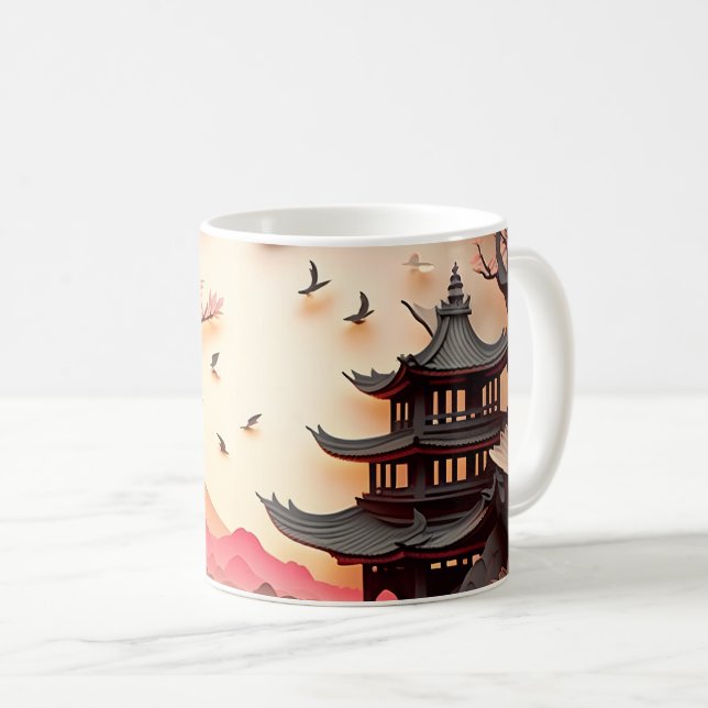 Papier de scène chinois ancien coupé Mug Brown (Devant droit)