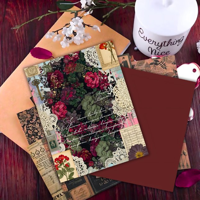 Papier de scrapbook Collage Botanique Bourgogne An (Créateur téléchargé)