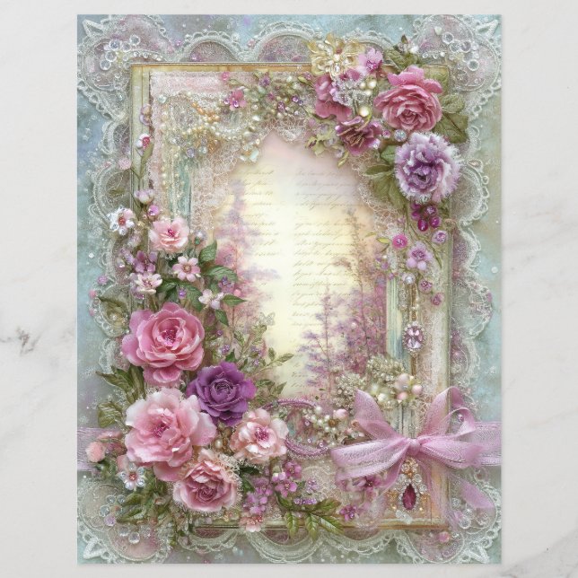 Papier de scrapbook de journal de junk vintage ble (Devant)