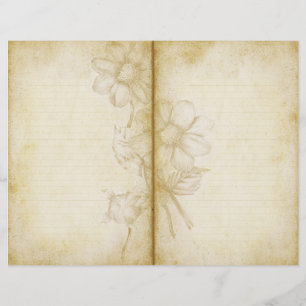 Papier de scrapbook de journal de style floral vin