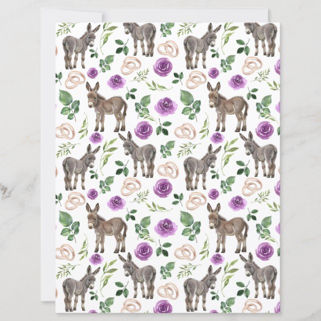 Papier de scrapbook de mariage floral violet Âne (Devant)