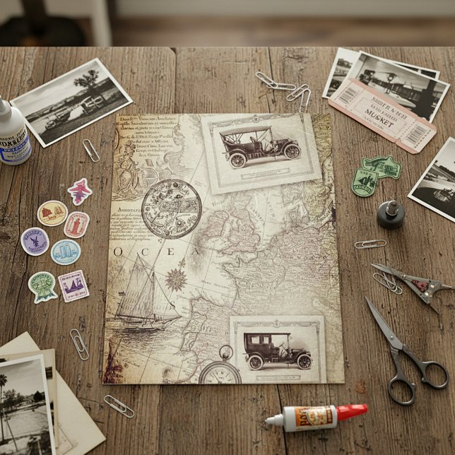 papier de scrapbook de voyage vintage (Créateur téléchargé)