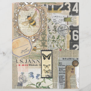 Papier de scrapbook d'éphémère botanique vintage d