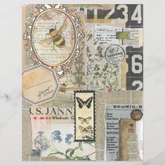 Papier de scrapbook d'éphémère botanique vintage d