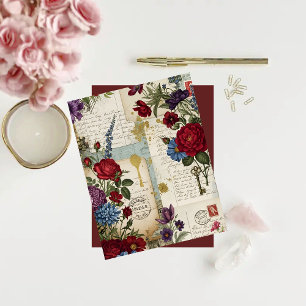 Papier de scrapbook Ephemera vintage Crimson Bloom