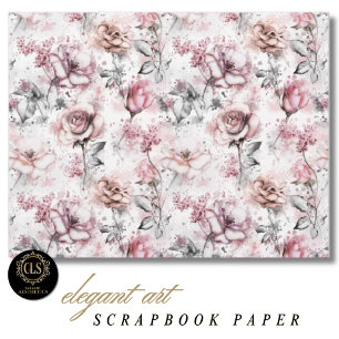 Papier de scrapbook Éphémère Rose Vintage 
