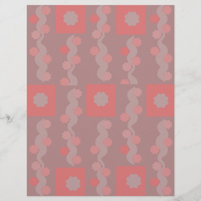 Papier de scrapbook Fleur Gribouillis Abricot (Devant)