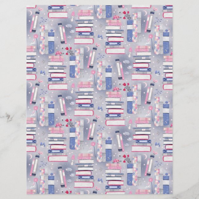 Papier de scrapbook gris Pile de livres de conte d (Devant)