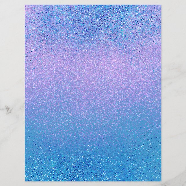 Papier de scrapbook Ombre Shimmer rose et Turquois (Devant)