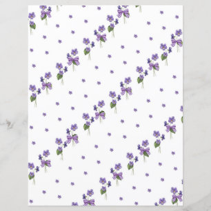 Papier de scrapbook Violettes et Rubans