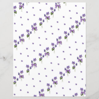 Papier de scrapbook Violettes et Rubans