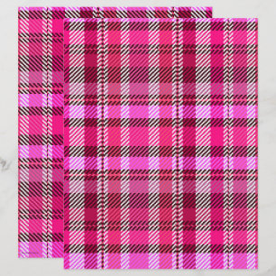 Papier de scrapbooking à carreaux rose 2 faces
