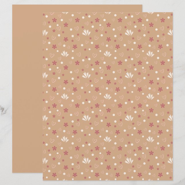 Papier de scrapbooking à motif gris orange mignon (Devant / Derrière)