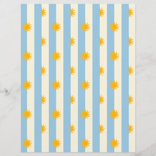 Papier de scrapbooking à rayures or soleil levant  (Devant)