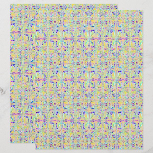 Papier de scrapbooking abstrait Pâques pastel 2 fa (Devant / Derrière)