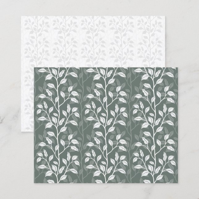 Papier de scrapbooking botanique feuilles vert sau (Devant / Derrière)