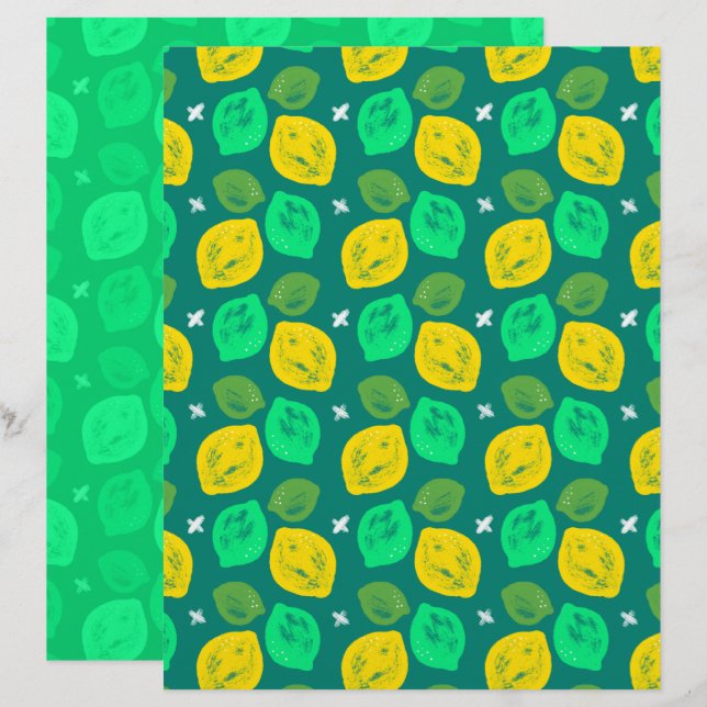 Papier de scrapbooking citron vert (Devant / Derrière)