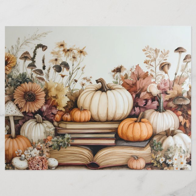 Papier de scrapbooking citrouille d'automne aux co (Devant)
