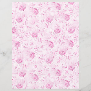 Papier de scrapbooking damassé à roses roses et bl