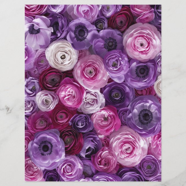 Papier de scrapbooking de jardin en collage floral (Devant)