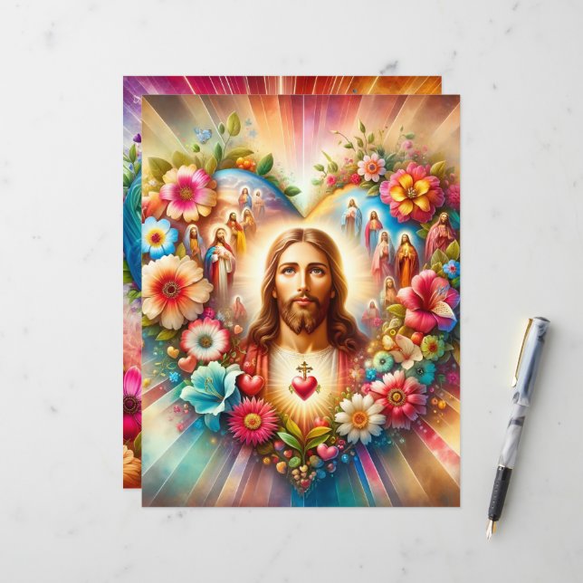 Papier de scrapbooking de la Saint-Valentin chréti (Devant/Arrière en situation)