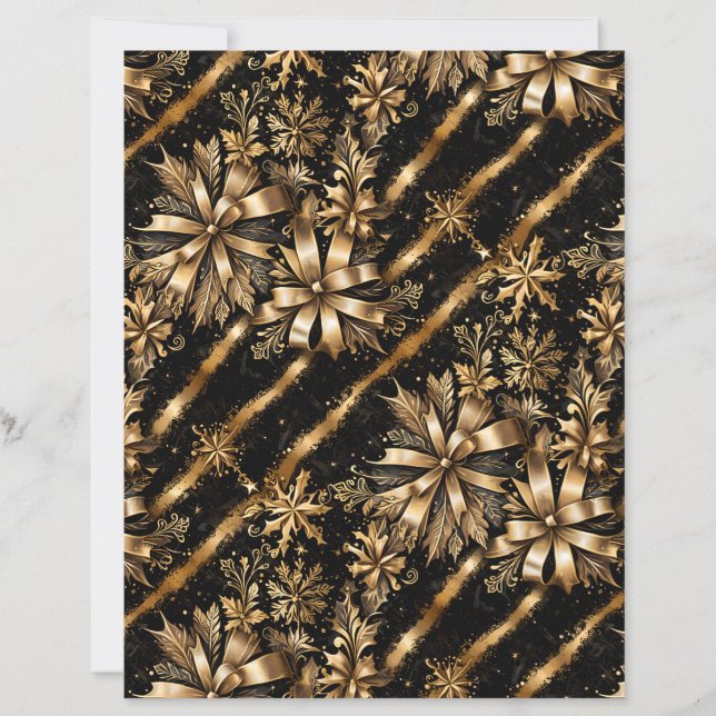 Papier de scrapbooking de Noël doré métallisé luxu (Devant)