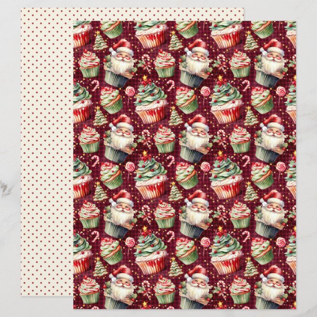 Papier de scrapbooking de Noël vintage (Devant / Derrière)