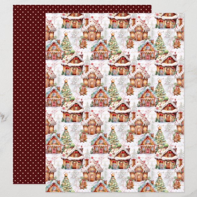 Papier de scrapbooking de Noël vintage (Devant / Derrière)