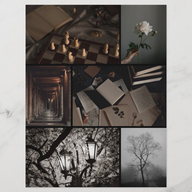 Papier de scrapbooking en collage Dark Academia (Devant)