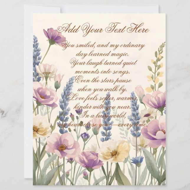 Papier de scrapbooking Fleur Sauvage avec Texte Pe (Devant)