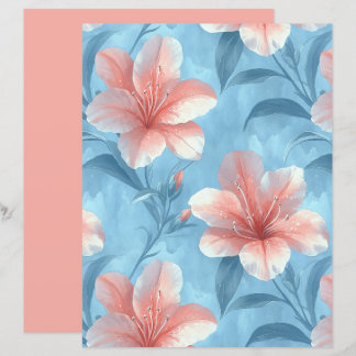 Papier de scrapbooking floral à l'hibiscus pêche