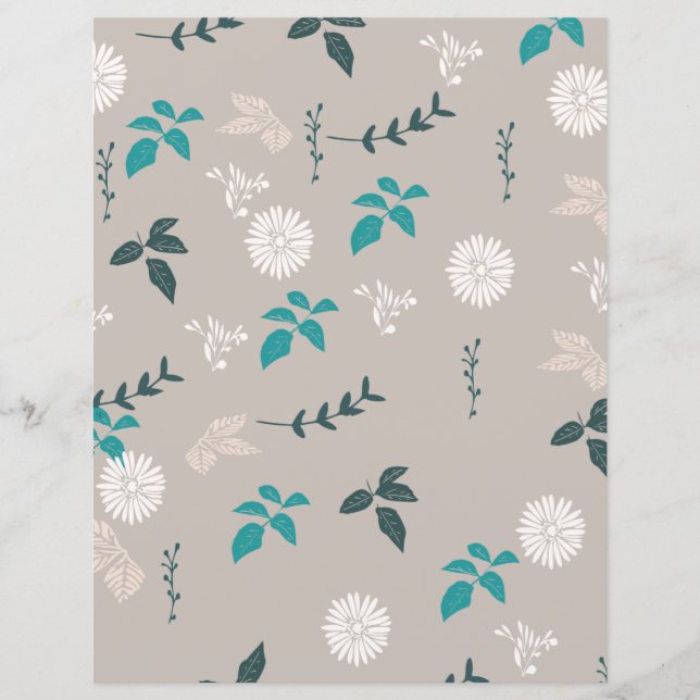Papier de scrapbooking floral gris (Devant)