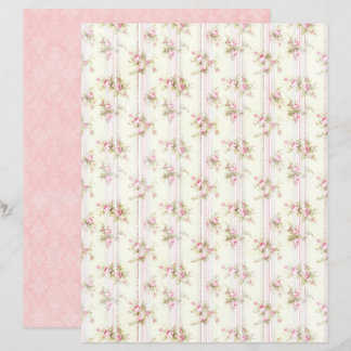 Papier de scrapbooking floral rose Coquette vintag