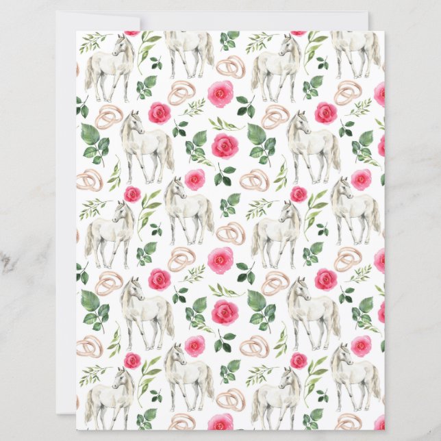 Papier de scrapbooking floral rose rustique équest (Devant)
