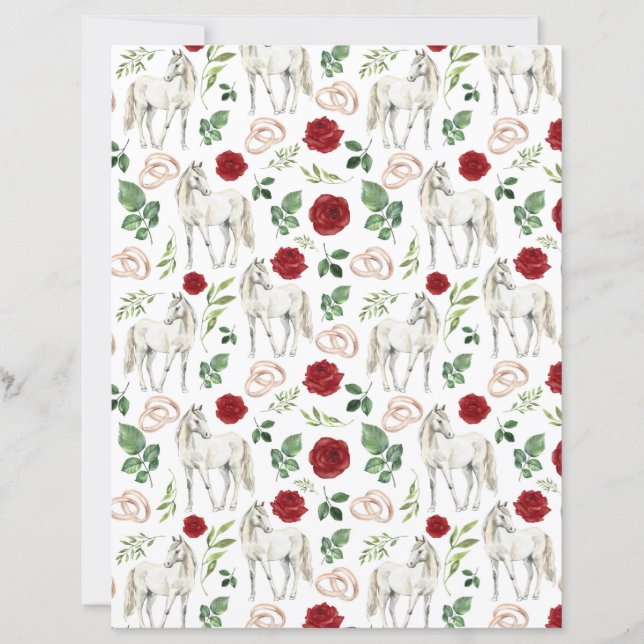 Papier de scrapbooking floral rustique équestre ro (Devant)
